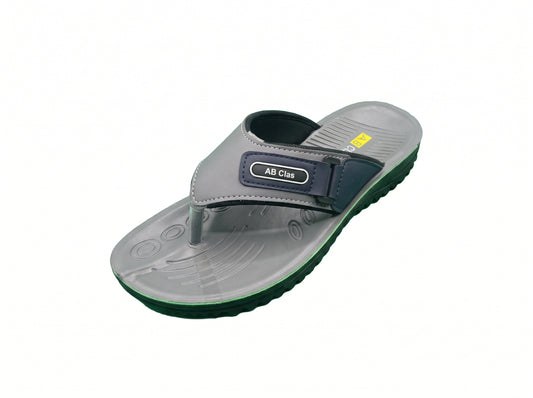 Grey toe-post slipper with dark strap detailing