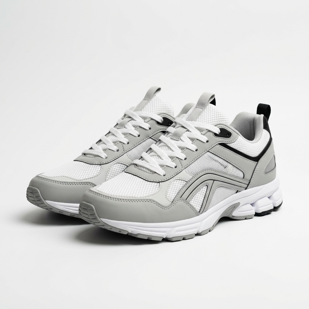 AI-generated sample white and grey sneaker, not actual stock