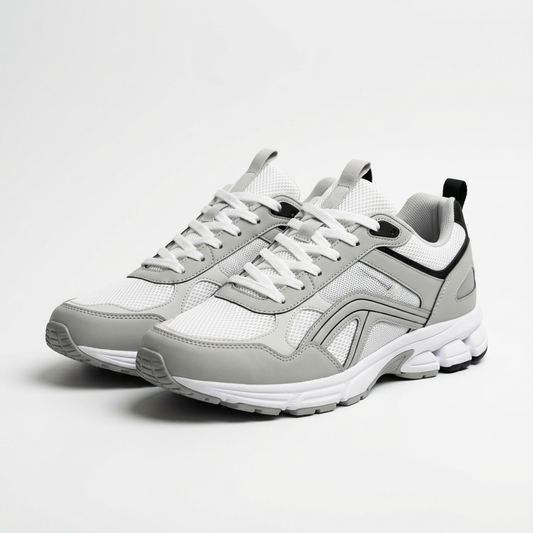 AI-generated sample white and grey sneaker, not actual stock